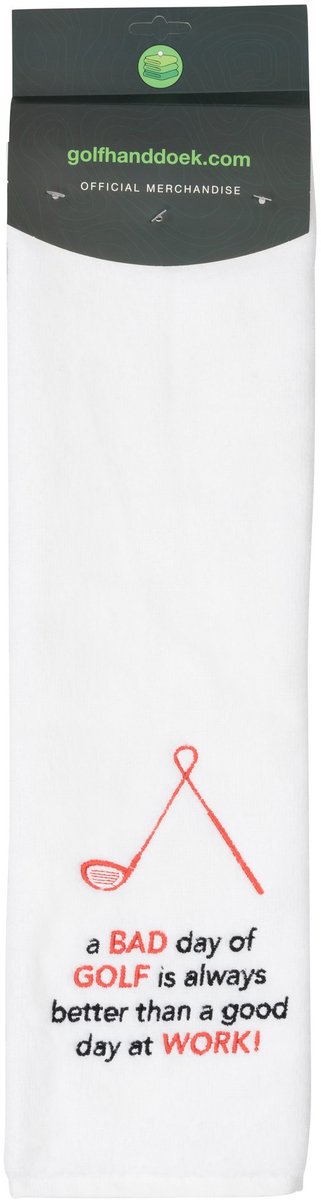 Nova Golf 'A Bad Day of Golf' Golfhanddoek - Wit Zwart Rood