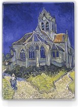 De kerk in Auvers-sur-Oise - Vincent van Gogh - 19,5 x 26 cm - Niet van echt te onderscheiden houten schilderijtje - Mooier dan een schilderij op canvas - Laqueprint.