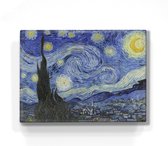 Schilderij - The starry night - Vincent van Gogh - 26 x 19,5 cm - Niet van echt te onderscheiden handgelakt schilderijtje op hout - Mooier dan een print op canvas.