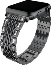 Geschikt voor Apple Watch bandje 38 / 40 / 41 mm - Series 1 2 3 4 5 6 7 SE - Smartwatch iWatch horloge band - 38mm 40mm 41mm - Fungus - RVS metaal - Zwart - Glitter blok