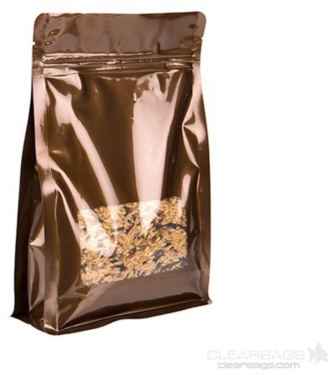 Stazakken Brons met Venster 12,7x4,4x16,5cm (100 stuks) | Doypacks | Stand up pouches