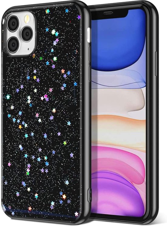 Noord boog dialect Apple iPhone 11 Pro Glitter Case - Zwart - Soft TPU hoesje - Glitters -  Bling Bling | bol.com