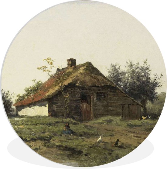 Ferme en plein champ - Peinture de Paul Joseph Constantin Plaque murale en plastique circulaire