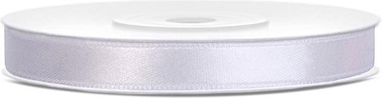 Satijn Lint, Wit 6 mm Breed, 25 Meter