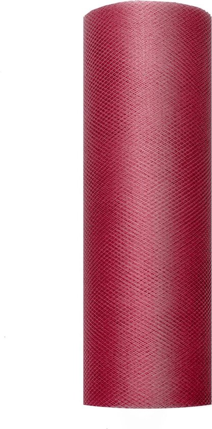 Tule stof op rol - bordeaux rood - 15cm x 9meter - Organza/mesh decoratie stoffen - PartyDeco