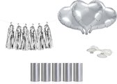 Trouwauto decoratiepakket - zilver & blikjes - bruiloft