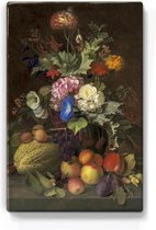 Nature morte aux fruits et aux fleurs - OD Ottesen - 19,5 x 30 cm - Indiscernable d'une véritable peinture sur bois à exposer ou à accrocher - Impression laque.