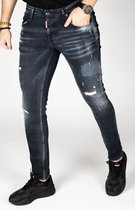 RYMN slimfit jeans donkerblauw met groene en rode verfspetters size 31