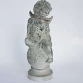 Beeld zittende engel - Beeld & Figuur - gips - grijs - 39 cm hoog