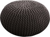 Pippa Design Poef voor buiten - gebreid - Ø 55 cm - donkergrijs