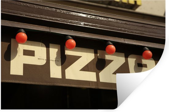 Muurstickers - Sticker Folie - Pizza restaurant uithangbord - 120x80 cm - Plakfolie - Muurstickers Kinderkamer - Zelfklevend Behang - Zelfklevend behangpapier - Stickerfolie