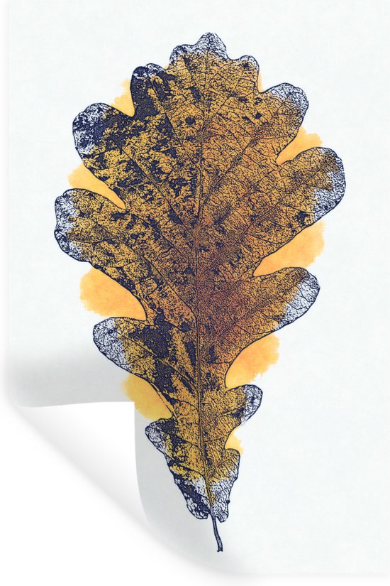 Stickers muraux - Aquarelle - Oranje - Feuille de chêne - 60x90 cm - Feuille adhésive