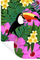 Muurstickers - Sticker Folie - Lente illustratie toekan - 80x120 cm - Plakfolie - Muurstickers Kinderkamer - Zelfklevend Behang - Zelfklevend behangpapier - Stickerfolie