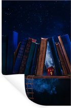 Muurstickers - Sticker Folie - Verlaten huis tussen de boeken - 60x90 cm - Plakfolie - Muurstickers Kinderkamer - Zelfklevend Behang - Zelfklevend behangpapier - Stickerfolie