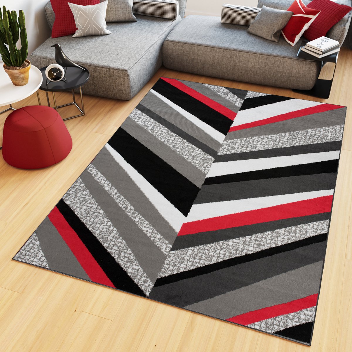 Tapiso Maya Vloerkleed Rood Grijs Slaapkamer Tapijt, foto 4