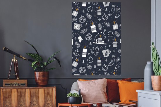 Sticker Muursticker Motif chambre d'enfant - Motif enfant avec bougies et autres trucs d'hiver - 80x120 cm - film adhésif autocollant - sticker mural repositionnable