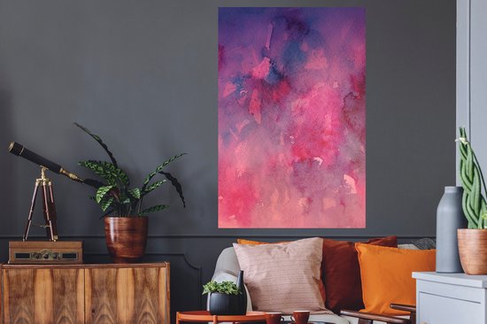 Stickers muraux - Aquarelle - Rose - Teinté - 80x120 cm - Feuille adhésive