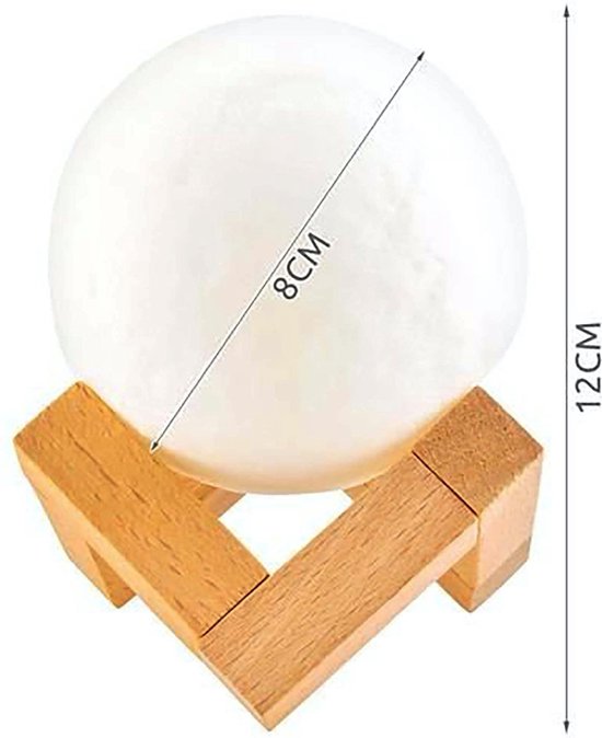Nachtlamp - Mini Maan - 8CM LED - 3D - 2 kleuren van IsoTrade — afbeelding 3