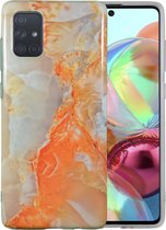 Samsung Galaxy A50 Marmer Case | Back Cover | TPU Telefoonhoesje | Oranje