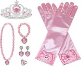Het Betere Merk - Speelgoed meisjes - Roze prinsessenhandschoenen - Tiara / Kroon - Juwelen - voor bij je prinsessenjurk - prinsessen speelgoed voor bij je verkleedjurk