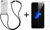 iPhone 7 Plus hoesje met koord transparant shock proof case - 1x iPhone 7 Plus screenprotector