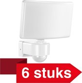 6 Stuks - TOS LED Breedstraler in het wit met bewegingssensor- IP65 - IK10 Slagvaste behuizing - 4000K - 2200lm - 30W/230V - A++