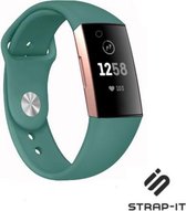 Strap-it Siliconen sport bandje - geschikt voor Fitbit Charge 3 / Fitbit Charge 4 - dennengroen - Maat: Maat L