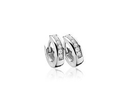 Zinzi zilveren oorringen 12 x 3mm witte zirconia's met luxe klapsluiting ZIO187Z