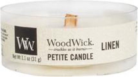 Woodwick - Linen Petite Candle - Scented Travel Candle