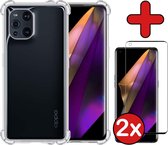 Oppo Find X3 Pro Hoesje Transparant Siliconen Shockproof Case Met 2x Screenprotector - Oppo Find X3 Pro Hoes Silicone Shock Proof Cover Met 2x Screenprotector - Transparant