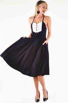 Voodoo Vixen - Hessy with contrast pleated panel and bow detail Flare jurk - L - Zwart