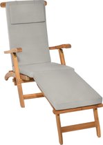 Beautissu LoftLux DC tuinkussen voor deckchair 175 x 45 x 5 cm - ligbedkussen  grijs - tuinkussens hoge rug - kussen ligstoel