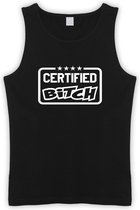 Zwart Tanktop met wit " Certified Bitch " print size L