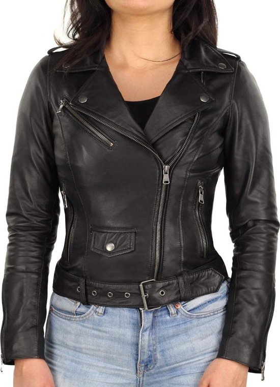 Veste de motard en cuir pour femme Versano Dakota Veste pour femme L - Zwart