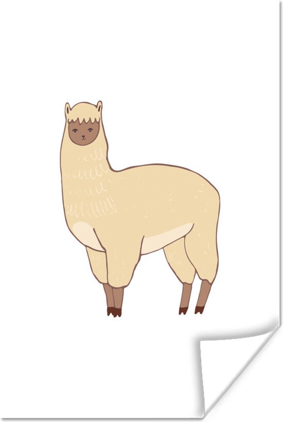Illustratie van een alpaca op een witte achtergrond