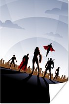 Illustration pour enfants de super-héros d'équipe pour skyline 60x90 cm