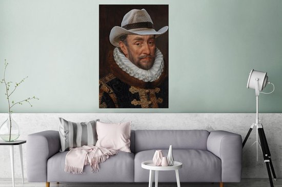 Décoré du vieux maître Adriaen Thomasz avec chapeau léger 120x180 cm XXL / Groot format!