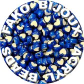 Fako Bijoux® - Perles Acryl - Duo Hartjes - 8mm - Fabrication de Bijoux - 200 Pièces - Bleu Foncé