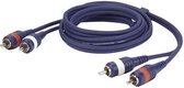 Hyperwire - Stereo audio aansluitkabel - 2x RCA (Tulp) naar 2x RCA (Tulp) - 2.5meter
