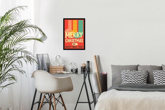 Illustration de Noël de chaussettes avec la citation Joyeux Noël et Happy Année 20x30 cm - petit