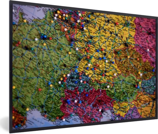 Affiche avec cadre Carte - Europe - Pin's - 90x60 cm