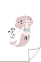 Poster Zeemeermin - Magie - Quotes - Meisjes - Baby - Meiden - Kids - 20x30 cm - Poster Babykamer