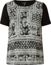 YESTA Hanne-Lynn T-shirt - Black Multi Colour - maat 4(54/56)