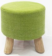 Pippa Design Kruk - poef - rond - teakhouten poten - groen