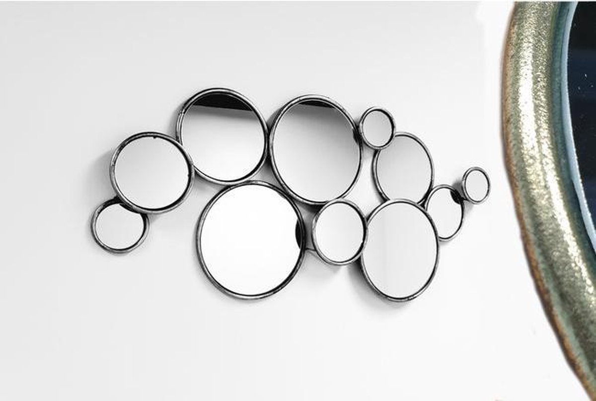 bedelaar Perth ring Cirkel spiegel bubbles multi spiegel rond metaal goud met 11 spiegels |  bol.com