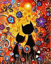 Schilderen Op Nummer Volwassenen - Do It Yourself Paintings - Kitty Cats - Katjes - Poezen - Dieren - Bloemen - Kleurrijk - Zon - Landschap - 40x50 cm - Canvas