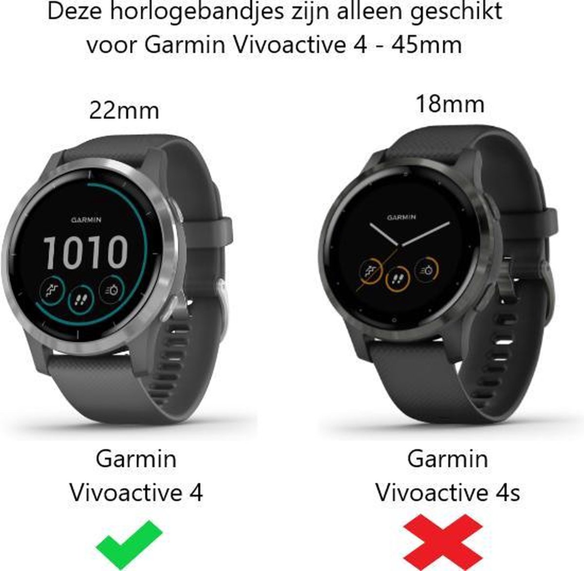Strap-it Garmin Vivoactive 4 silicone band - 45mm - lichtgroen | bol.com