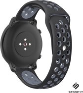 Siliconen Smartwatch bandje - Geschikt voor Strap-it Garmin Vivoactive 4s sport band - 40mm - zwart/grijs - bandbreedte 18mm - Strap-it Horlogeband / Polsband / Armband