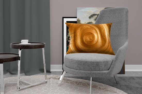 Sierkussens - Kussen - Een vortex in goudkleurige verf - 60x40 cm - Kussen van katoen