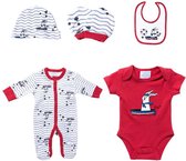 Newborn - Baby Kleding Meisje - Baby Kleding Jongens - Baby Cadeau - unisex - Baby Mutsje/Handwandjes/Slabbetje/Romper Korte en Lange Mouw - Kraamcadeau - Babyshower Cadeau Setje 5/delig - 0-